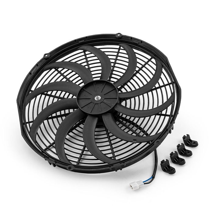 Speedmaster 16in Reversable 12 Volt S Blade Radiator Electric Thermo Fan