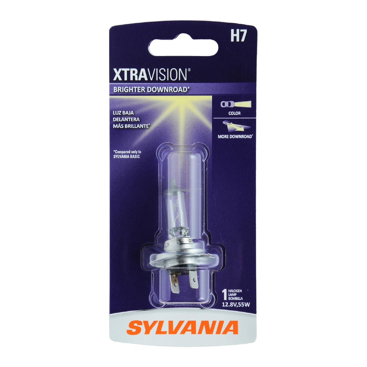  SYLVANIA - H7 XtraVision - Bombilla halógena de alto  rendimiento para faros delanteros, luces altas, luces bajas y antiniebla  (contiene 1 bombilla) : Automotriz