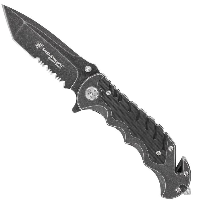 SW-1100064 LLAVERO NAVAJA PLEGABLE STONEWASH ACERO MARCA SMITH&WESSON —  Innstintus