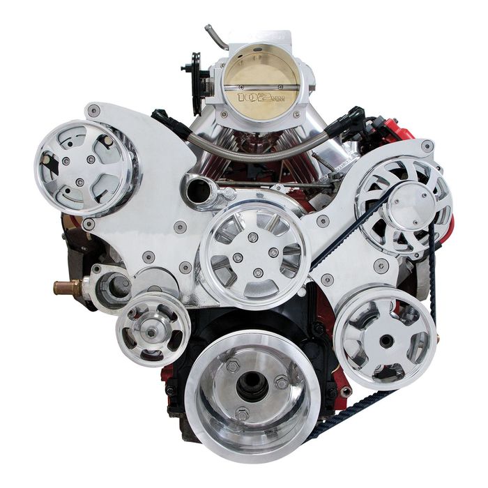 Top Street Performance Polished Accessory Drive System with A/C - Fits ...