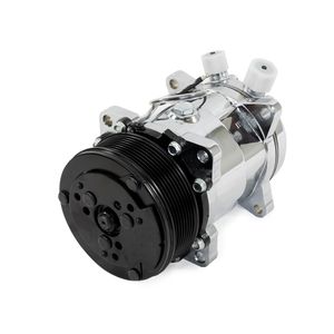 Top Street Performance Chrome Sanden 508 Style A/C Compressor with Black Serpentine Clutch for Chevrolet Impala
