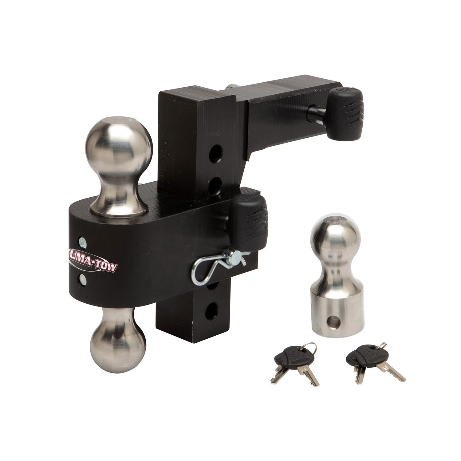 AlumaTow 6in Drop Aluminum Adjustable Ball Mount Includes 2 SS Locks