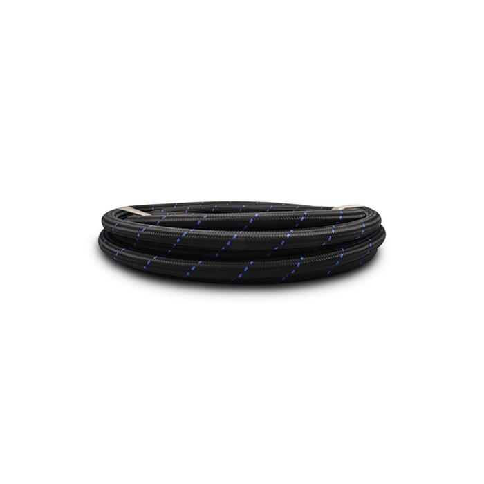 Vibrant -10 AN Two-Tone Black/Blue Nylon Braided Flex Hose (5 foot roll)