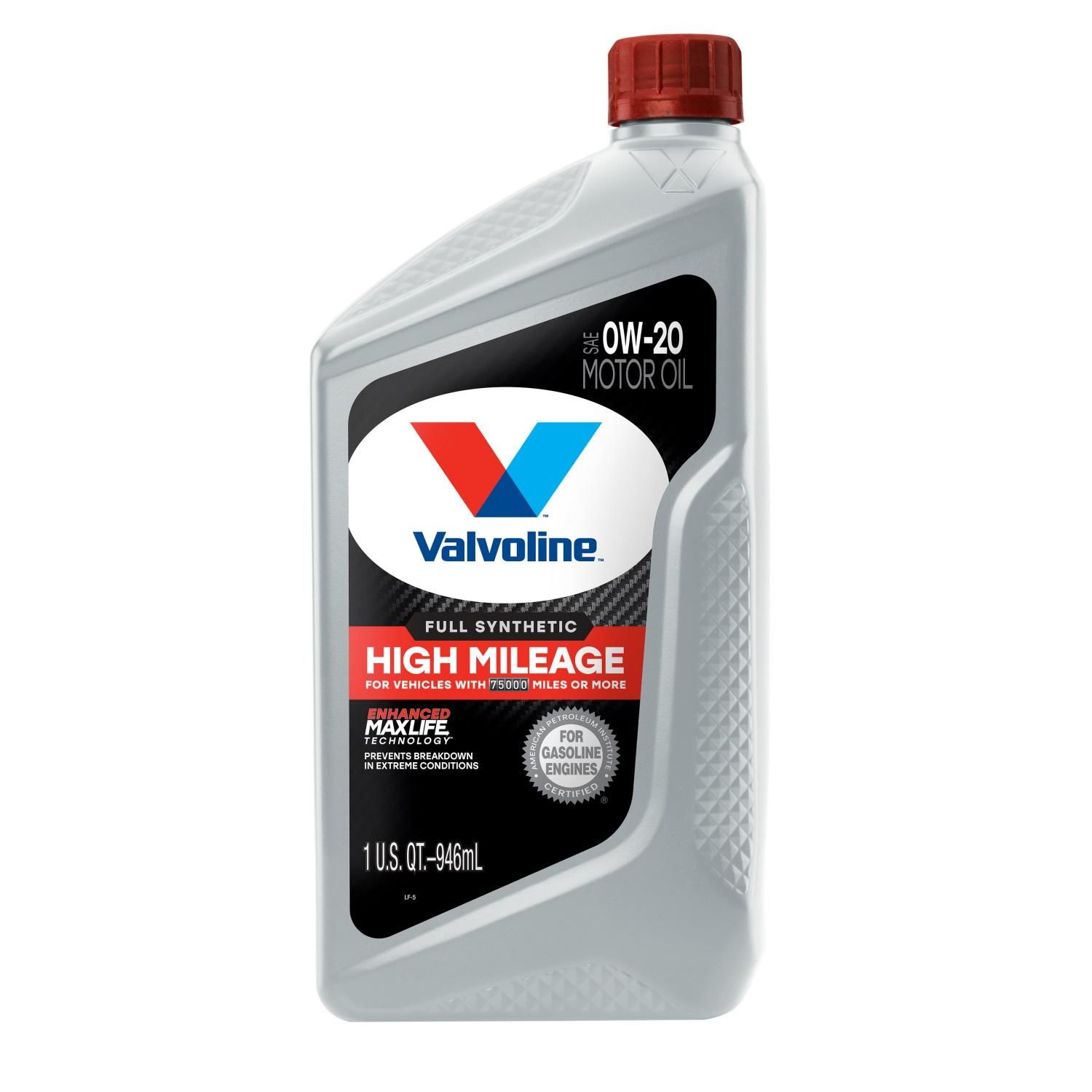 Valvoline High Mileage Full Synthetic Engine Oil 0W-20 1 Quart