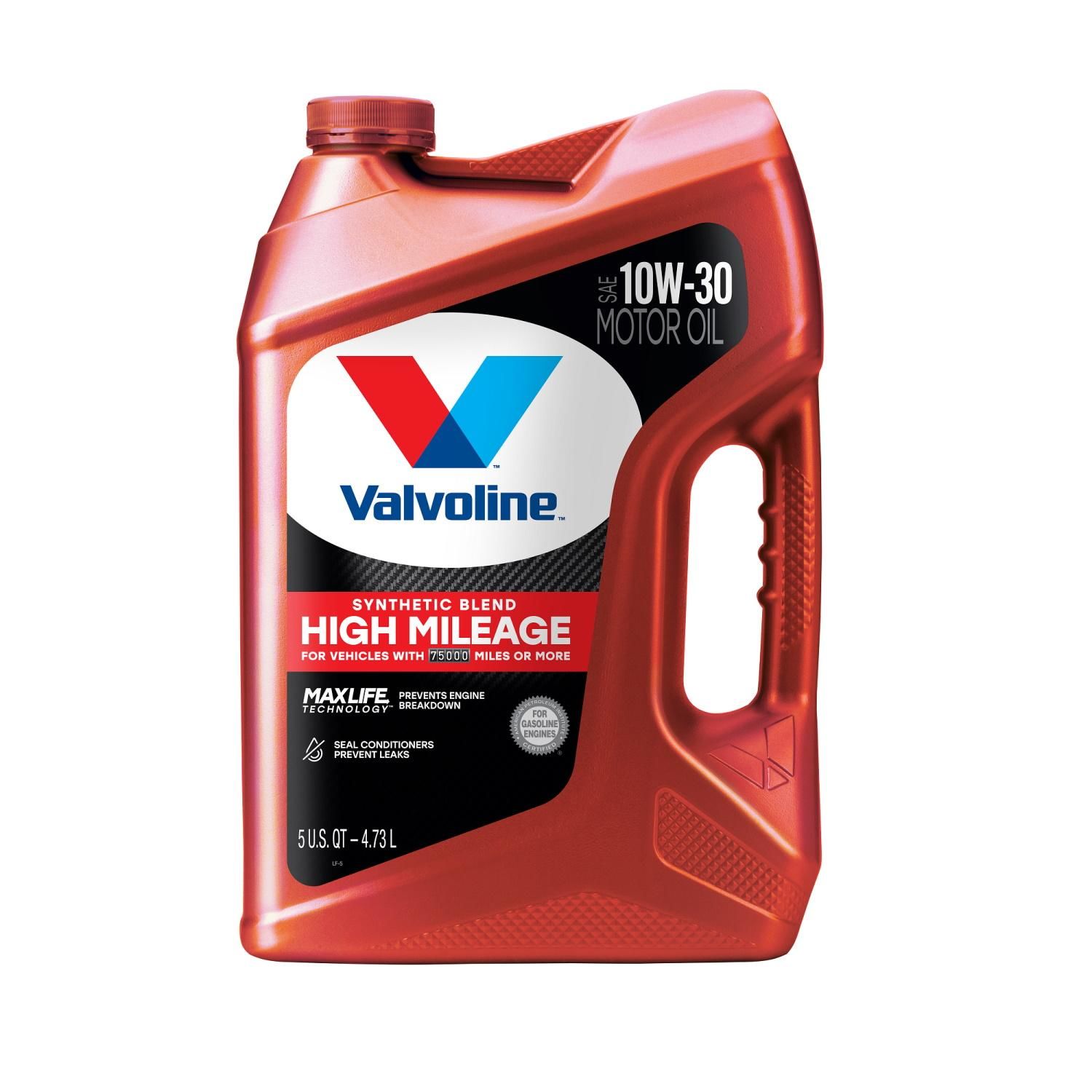 Valvoline MaxLife Engine Oil High Mileage Synthetic Blend 10W-30 5 Quart