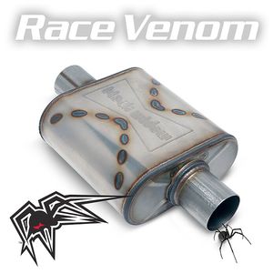 Black Widow 9in L x 9in W x 4in H Single 3in Center Inlet-Outlet Oval Stainless Steel Case Muffler