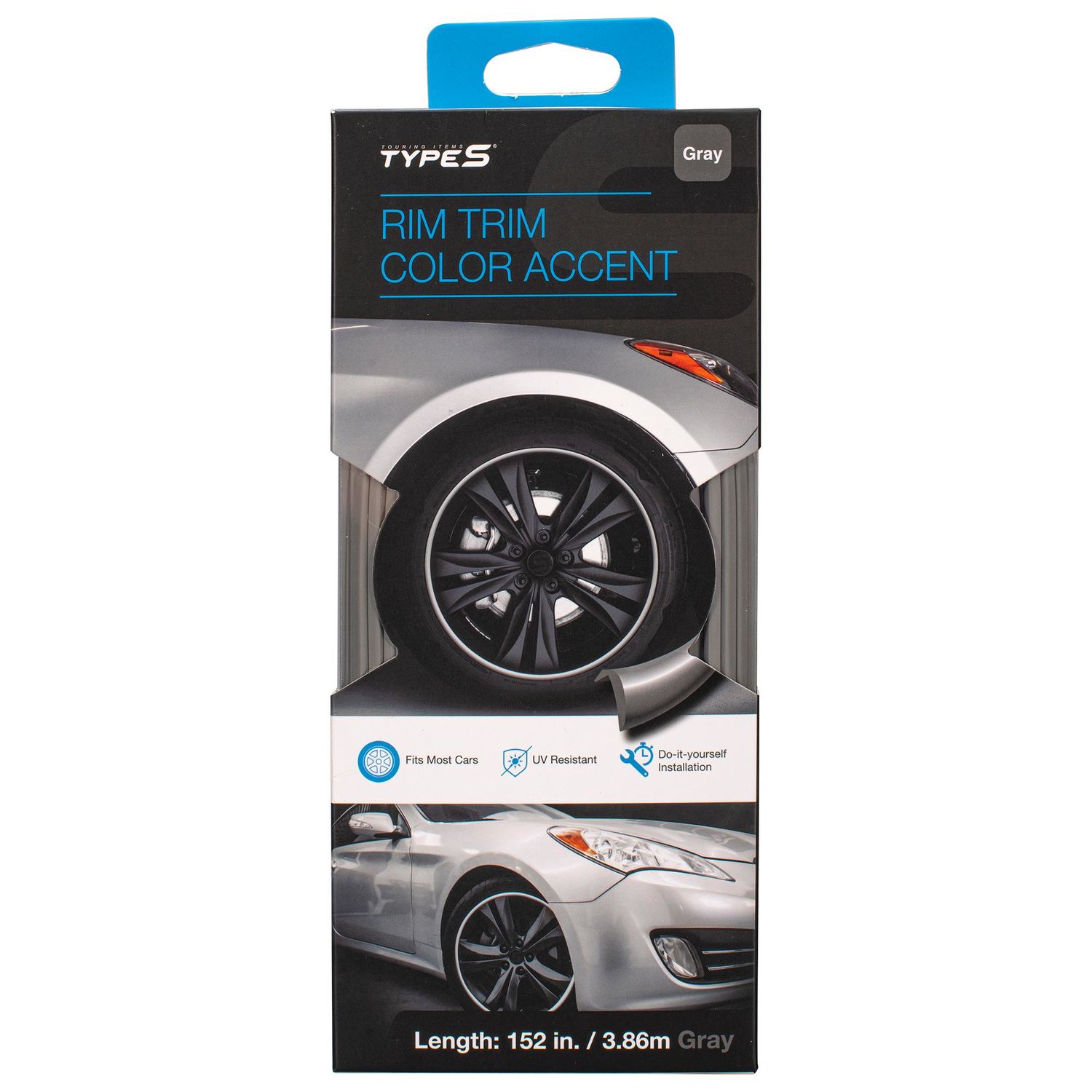 TYPE S 152in Gray Rim Trim Decorative Color Accent Strip with Adhesive