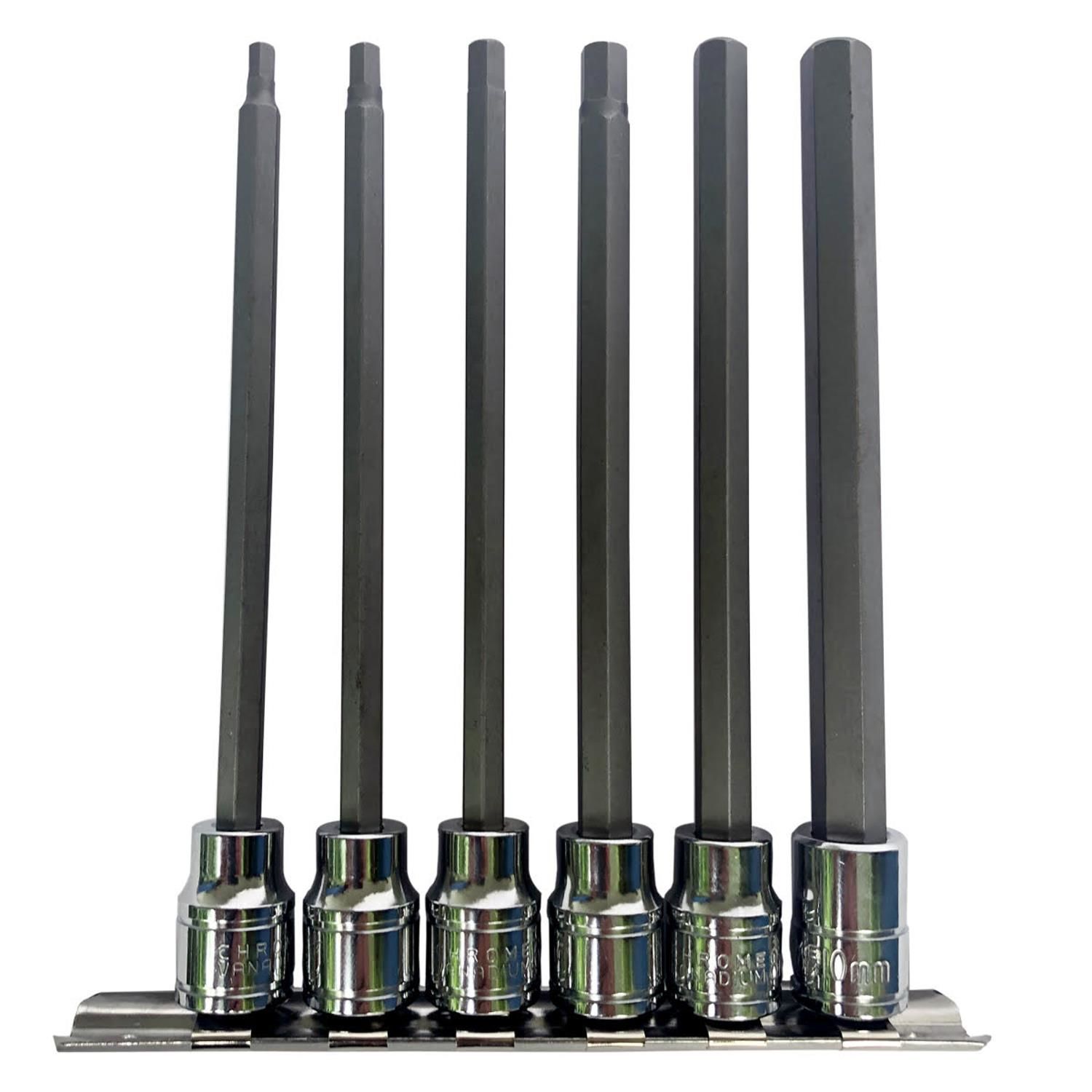 Duralast Juego de dados métricos de punta hexagonal larga, 6 piezas