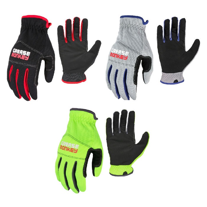 Grease Monkey 3 Pares de Guantes Utilitario Medianos