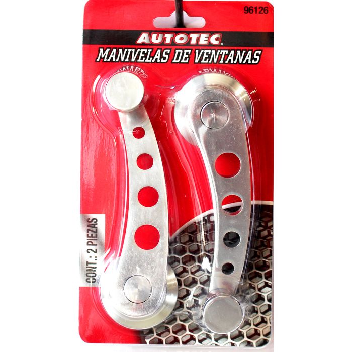 Manivela De Ventana Plateada Autotec 2 Piezas