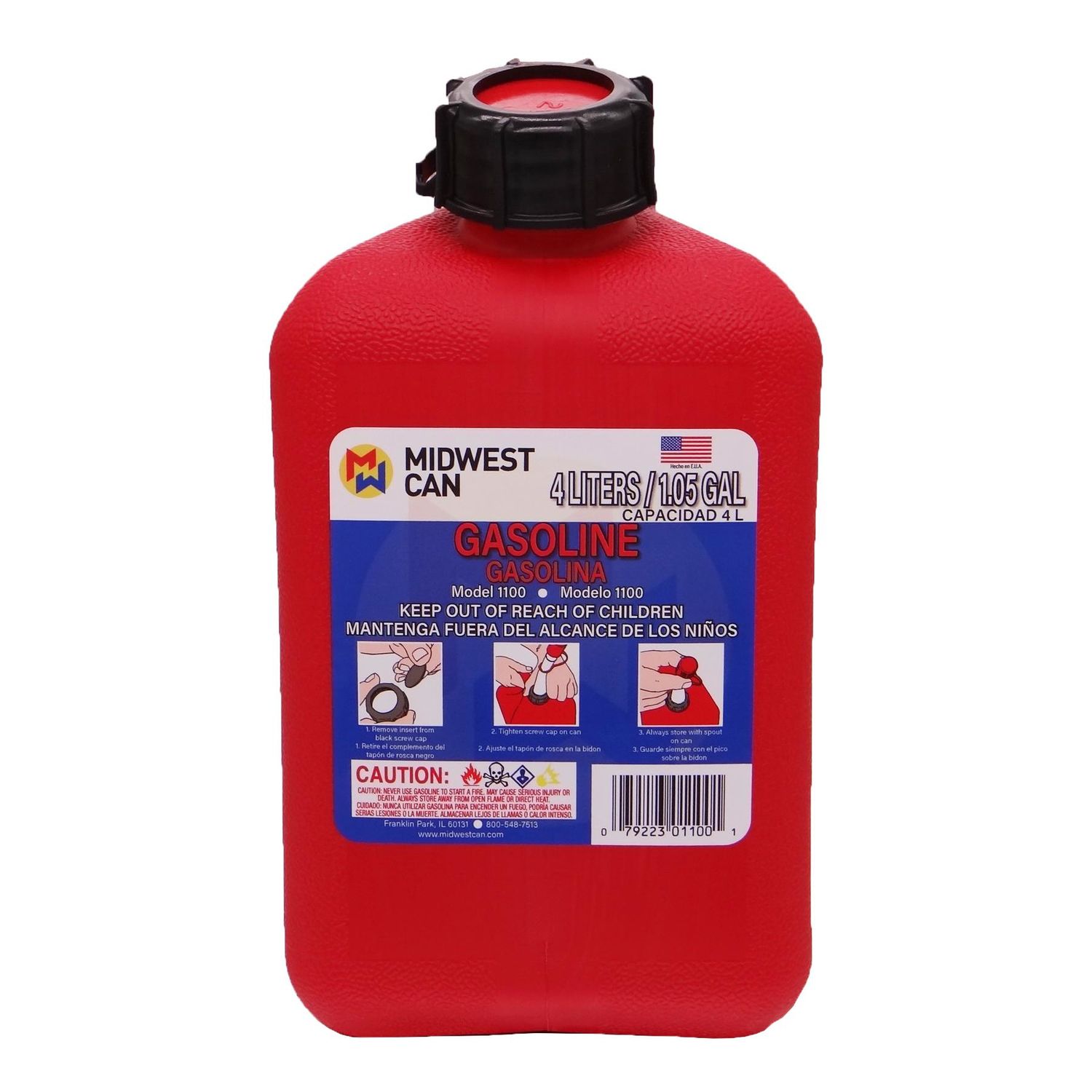 Midwest Can Contenedor de gasolina de 1 galón