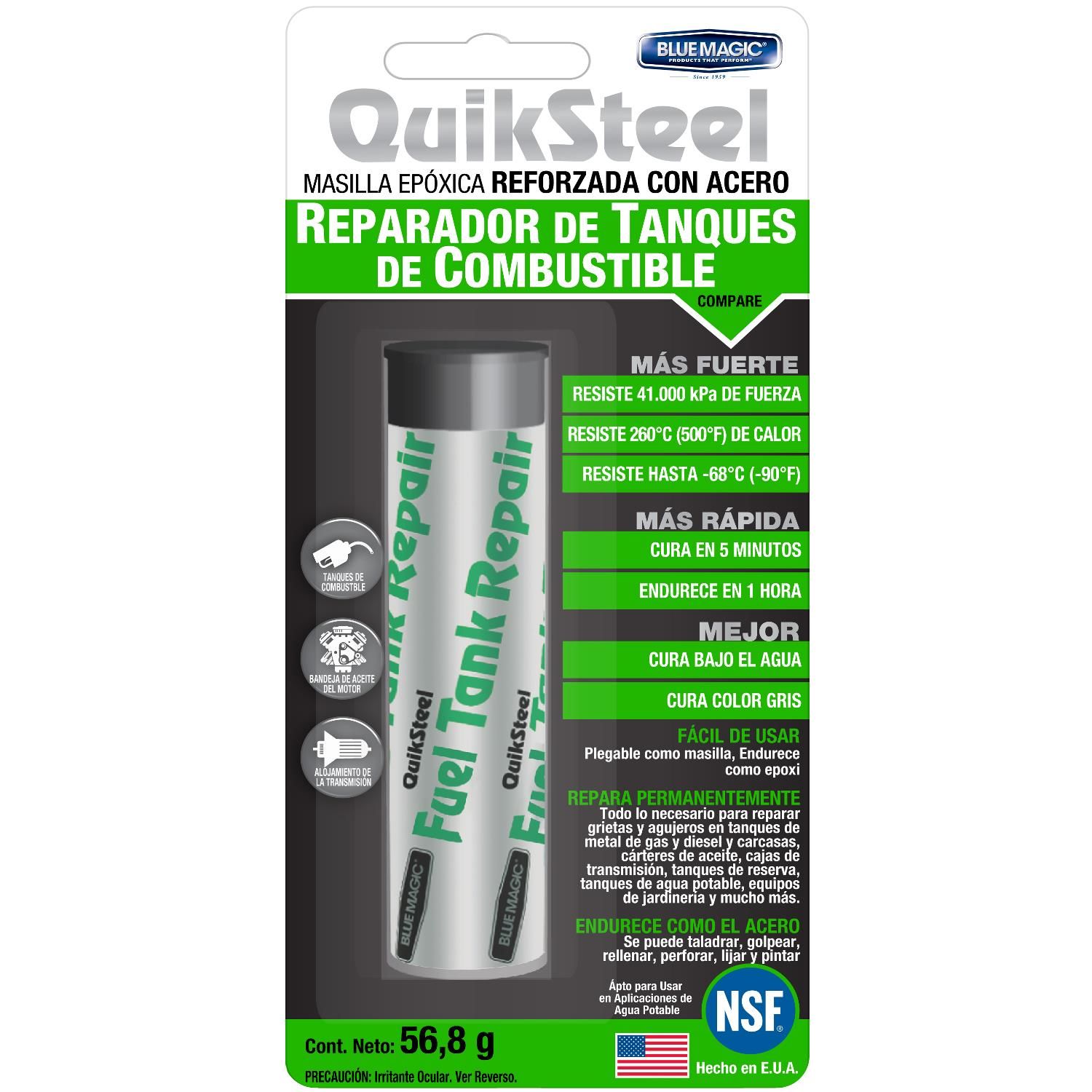 Blue Magic Masilla epóxica para tanque de combustible Quiksteel