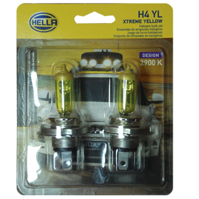 HELLA Bombilla amarilla H4 YL Xtreme (12V 60/55W), paquete de 2