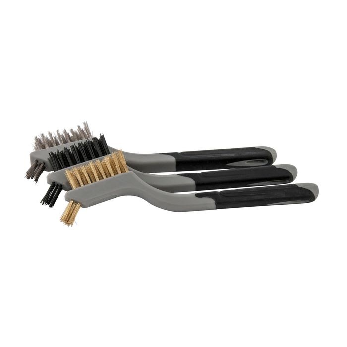 Set De 3 Mini Cepillos Alambre Acero Nylon Lion Tools