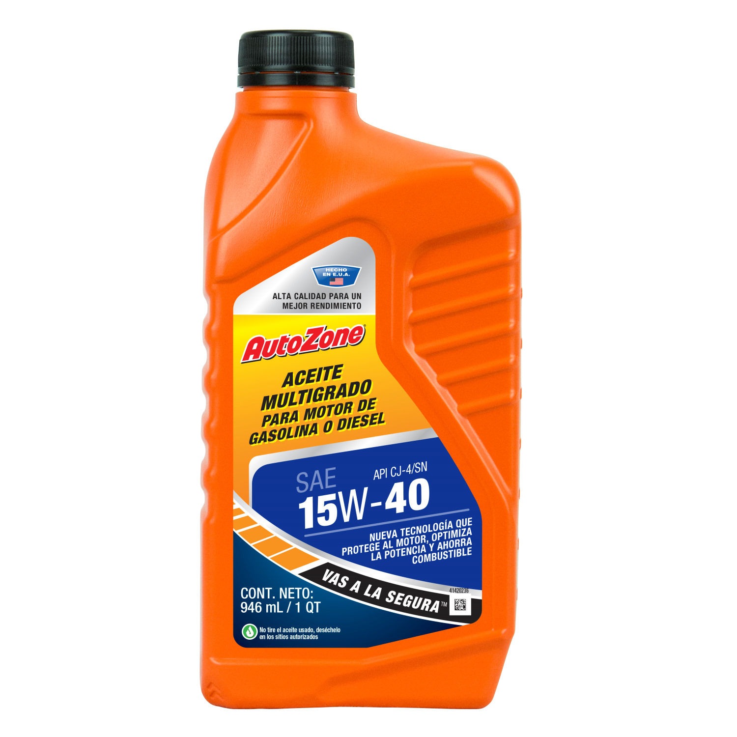 AutoZone Diesel Alto Kilometraje 15W40 Aceite de Motor 1 Cuarto