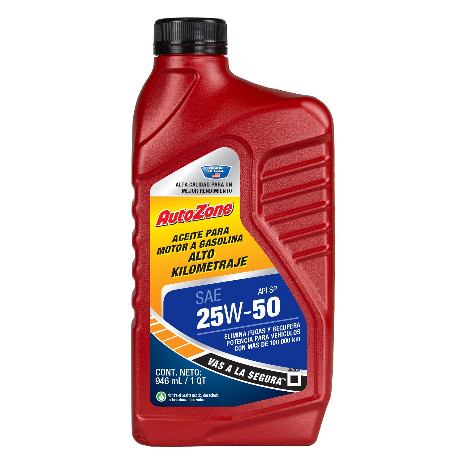 AutoZone Aceite para motor alto kilometraje 25W50 de 1 qt (946 ml)